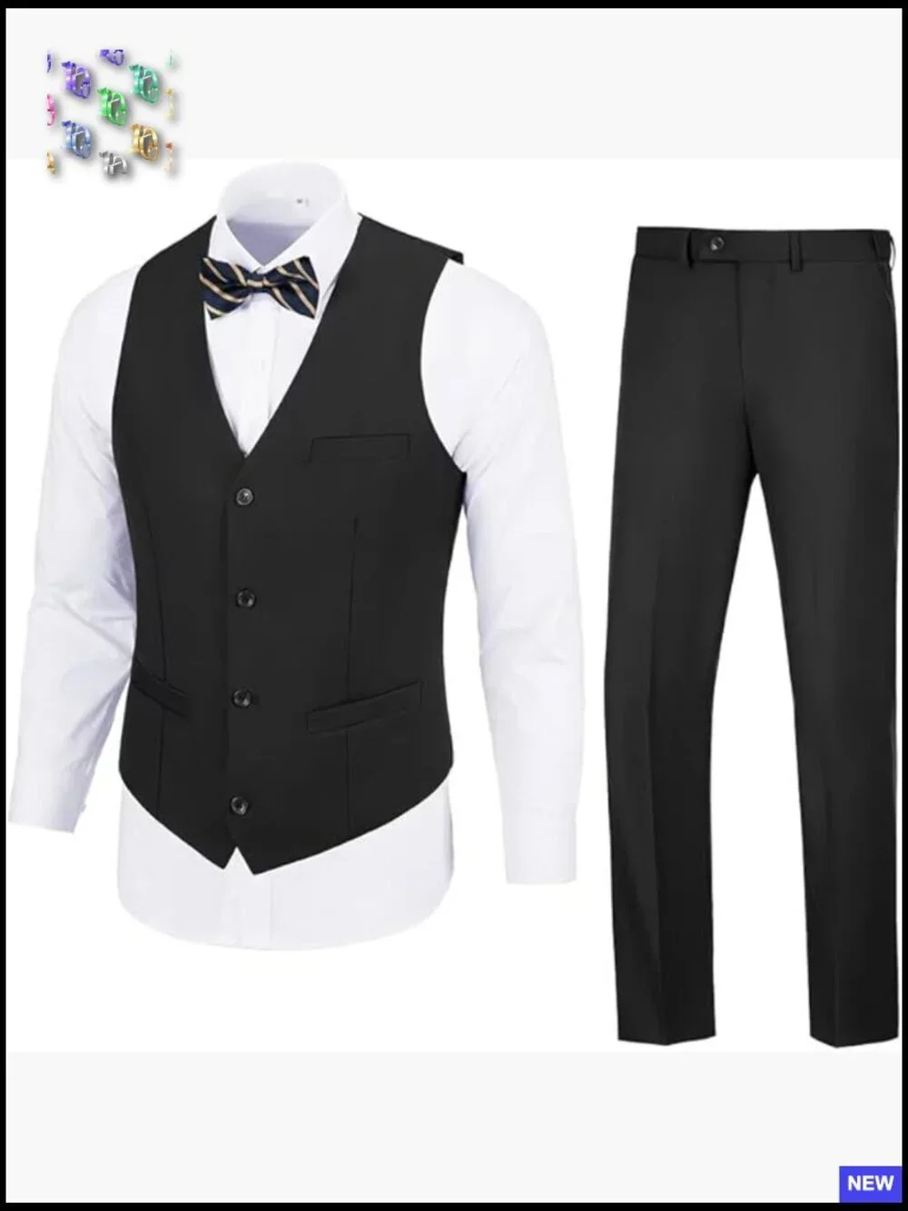 Slim Fit Formal Suit Vest Pants Set Business Wedding Prom Elegant Classic